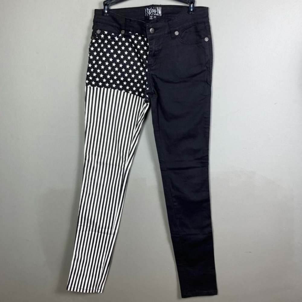 Tripp NYC jeans women's 29 black stars stripes bandana goth‎ colorblock